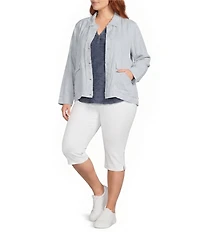 Westbound Plus Size Linen-Blend Long Sleeve Button Front Jacket
