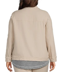 Westbound Plus Size Linen-Blend Long Sleeve Button Front Jacket
