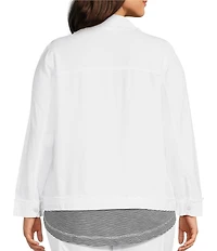 Westbound Plus Size Linen-Blend Long Sleeve Button Front Jacket