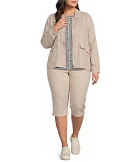 Westbound Plus Size Linen-Blend Long Sleeve Button Front Jacket