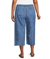 Westbound Plus Size Linen Blend Pull On Crop Pants