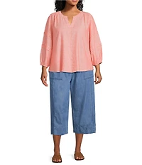 Westbound Plus Size Linen Blend Pull On Crop Pants