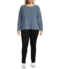 Westbound Plus Size Long Sleeve Button Cuff Crew Neck Pocket Top