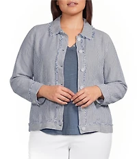 Westbound Plus Size Long Sleeve Button Front Linen-Blend Jacket