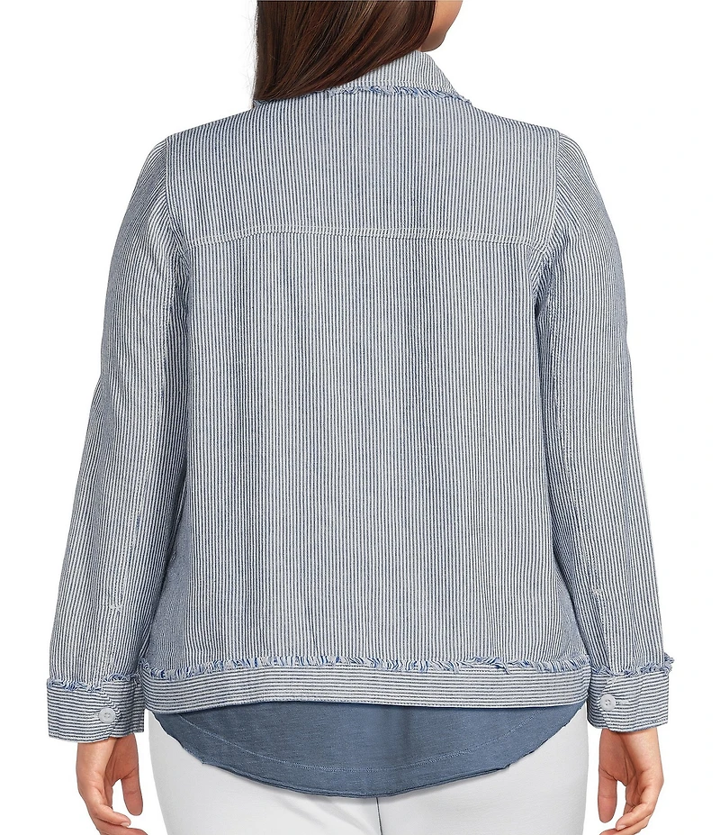 Westbound Plus Size Long Sleeve Button Front Linen-Blend Jacket