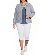 Westbound Plus Size Long Sleeve Button Front Linen-Blend Jacket