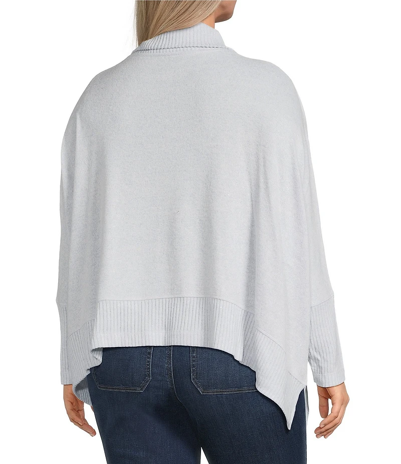 Westbound Plus Size Solid Brushed Cozy Jersey Long Sleeve Mock Neck Knit Top