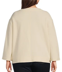Westbound Plus Size Long Sleeve V-Neck Button Side Top