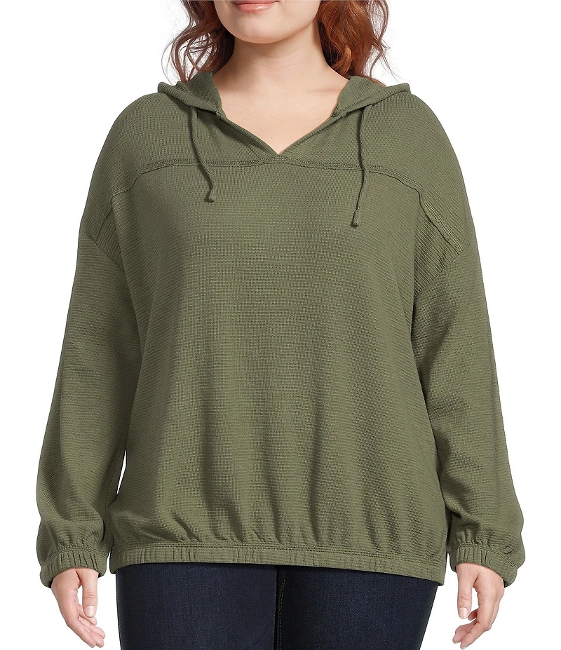 Westbound Plus Size Long Sleeve V-Neck Hoodie