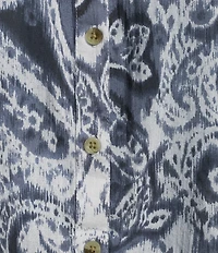 Westbound Plus Size Paisley Swirl V-Neck 3/4 Sleeve Button Front Top