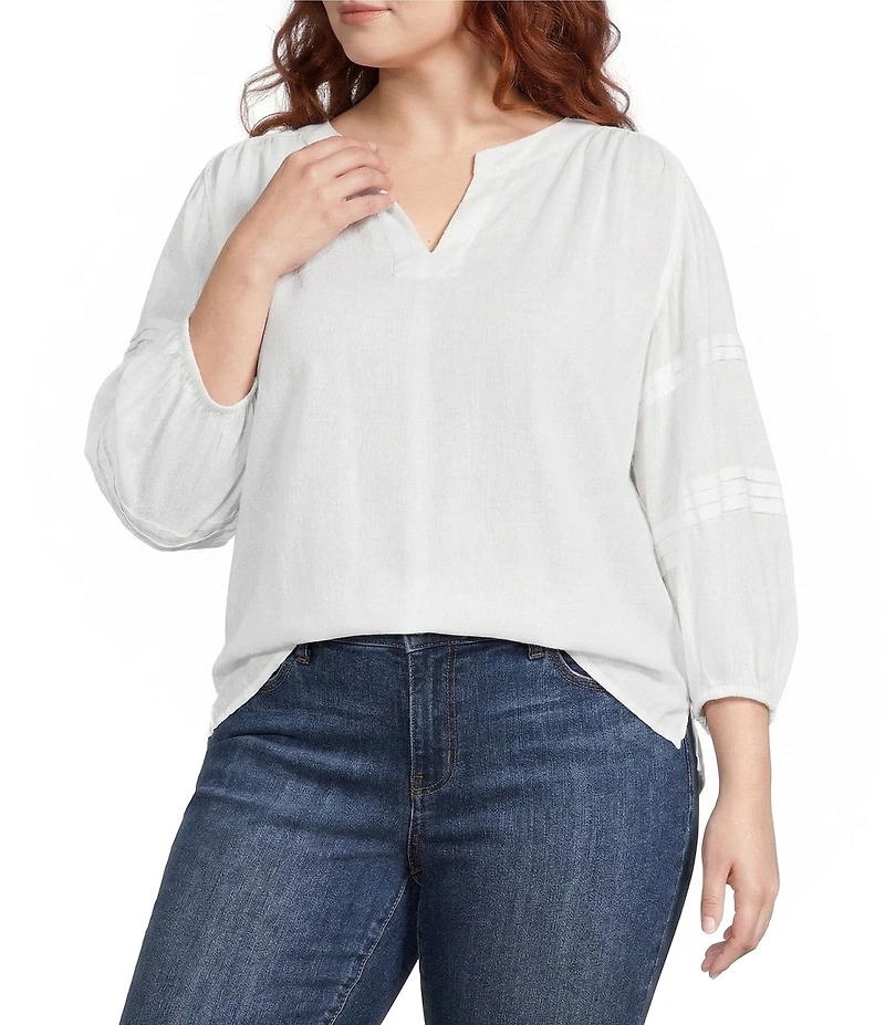 Westbound Plus Size Print 3/4 Sleeve V-Neck Top
