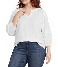 Westbound Plus Size Print 3/4 Sleeve V-Neck Top