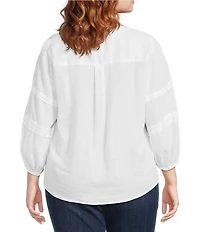 Westbound Plus Size Print 3/4 Sleeve V-Neck Top