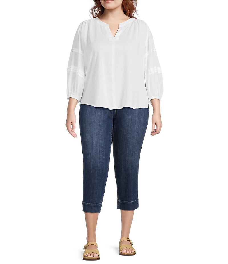 Westbound Plus Size Print 3/4 Sleeve V-Neck Top