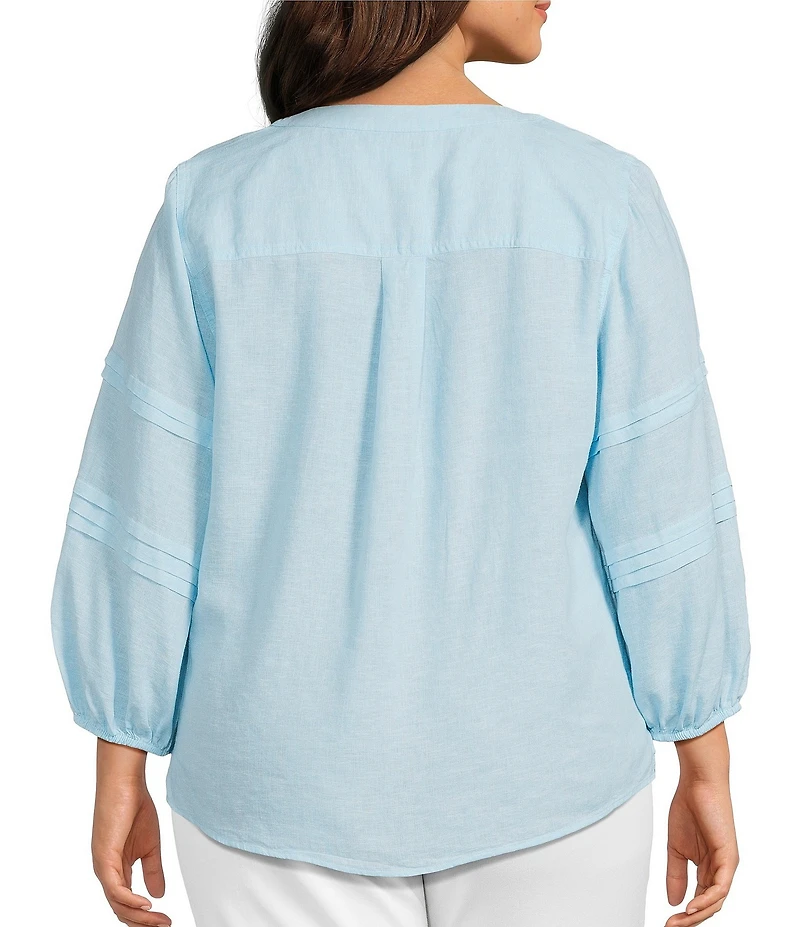 Westbound Plus Size Print 3/4 Sleeve V-Neck Top