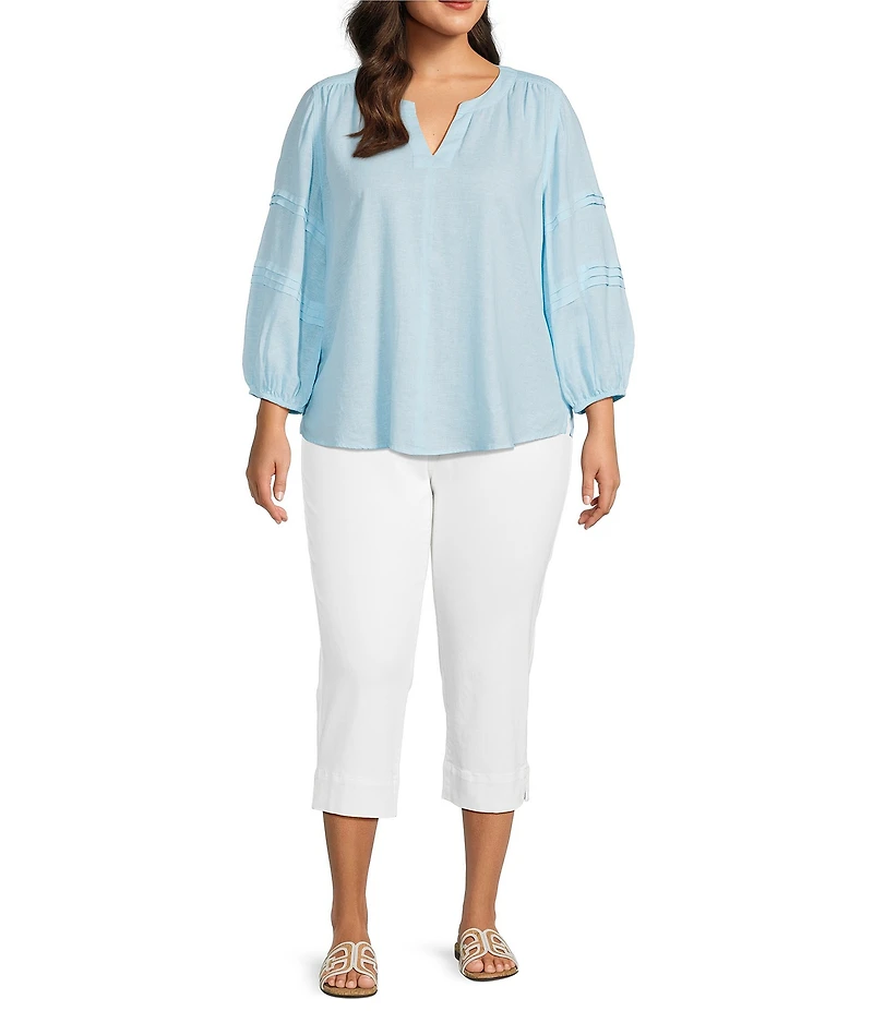 Westbound Plus Size Print 3/4 Sleeve V-Neck Top
