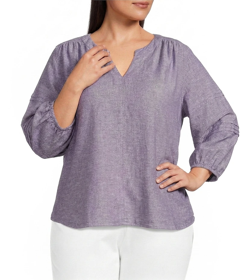 Westbound Plus Size Print 3/4 Sleeve V-Neck Top