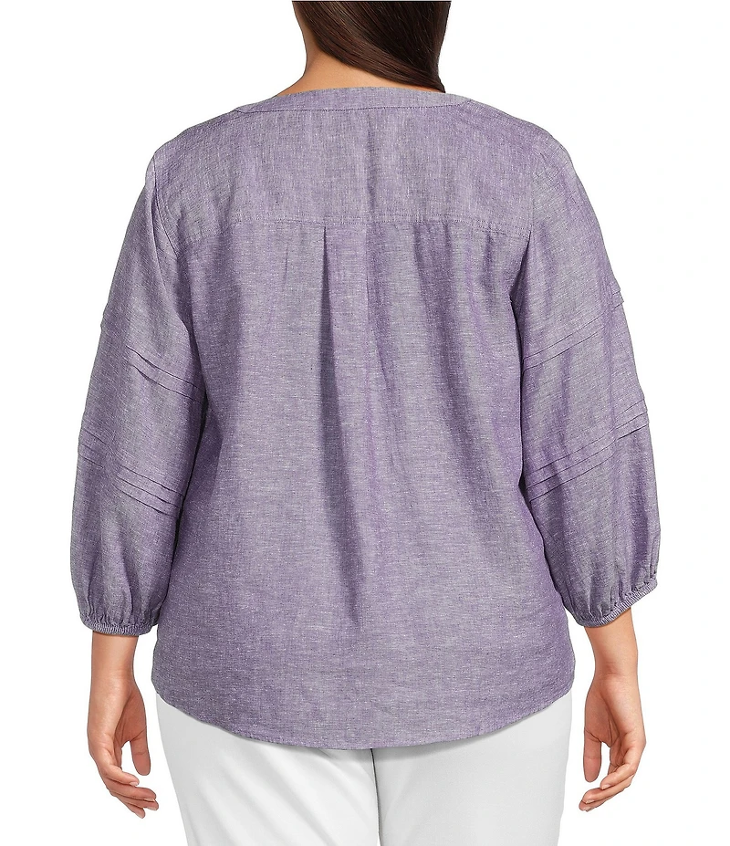 Westbound Plus Size Print 3/4 Sleeve V-Neck Top