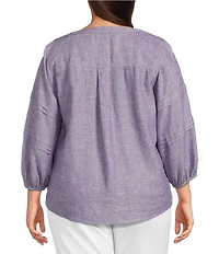 Westbound Plus Size Print 3/4 Sleeve V-Neck Top