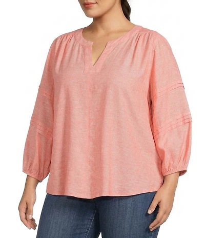 Westbound Plus Size Print 3/4 Sleeve V-Neck Top