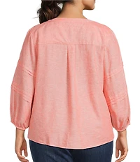 Westbound Plus Size Print 3/4 Sleeve V-Neck Top