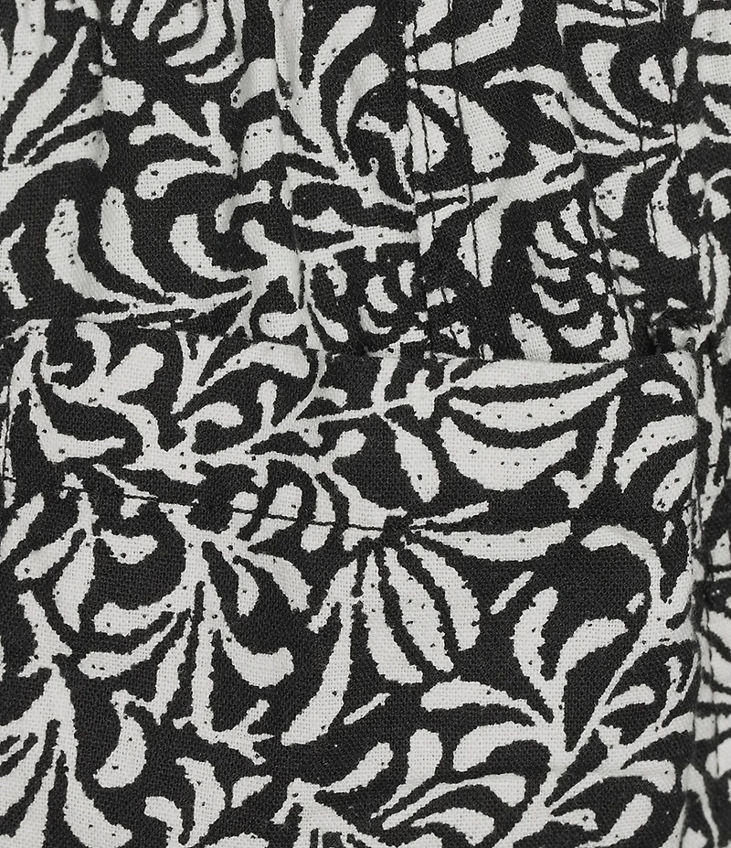 Westbound Plus Size Printed Linen Blend Pull On Crop Pants