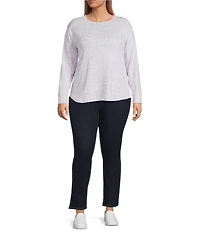 Westbound Plus Size Purple Space Dye Long Sleeve Crew Neck Pullover