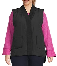 Westbound Plus Size Reversible Sherpa V-Neck Open Front Vest