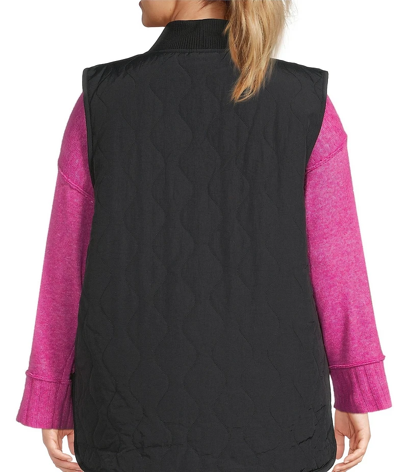 Westbound Plus Size Reversible Sherpa V-Neck Open Front Vest