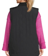 Westbound Plus Size Reversible Sherpa V-Neck Open Front Vest