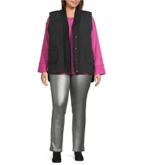 Westbound Plus Size Reversible Sherpa V-Neck Open Front Vest