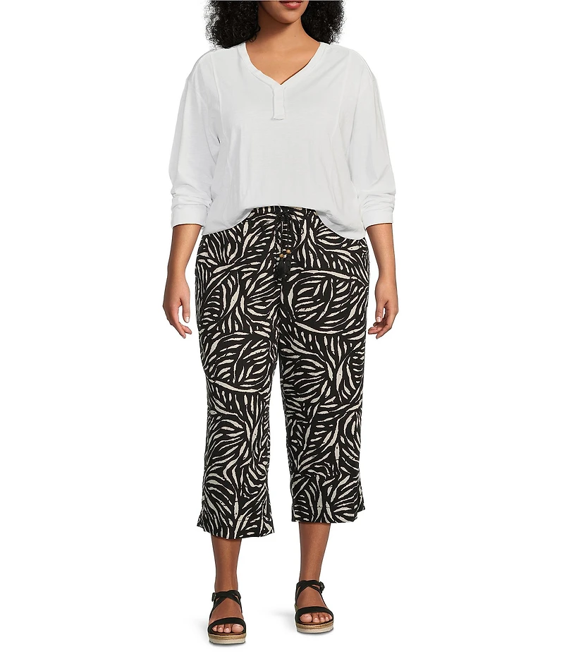 Westbound Plus Size Rolled 3/4 Sleeve Faux Henley Top