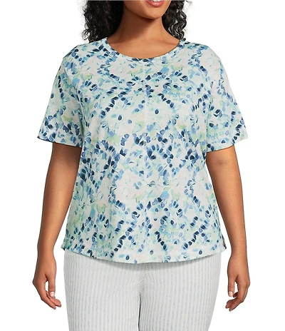 Westbound Plus Size Short Sleeve Slub Knit Crew Neck Top