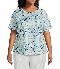Westbound Plus Size Short Sleeve Slub Knit Crew Neck Top