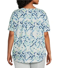 Westbound Plus Size Short Sleeve Slub Knit Crew Neck Top