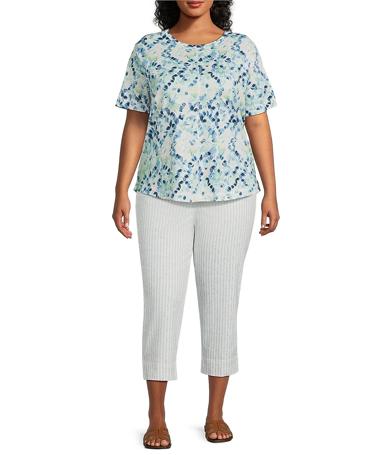 Westbound Plus Size Short Sleeve Slub Knit Crew Neck Top