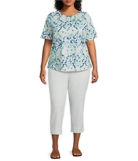 Westbound Plus Size Short Sleeve Slub Knit Crew Neck Top