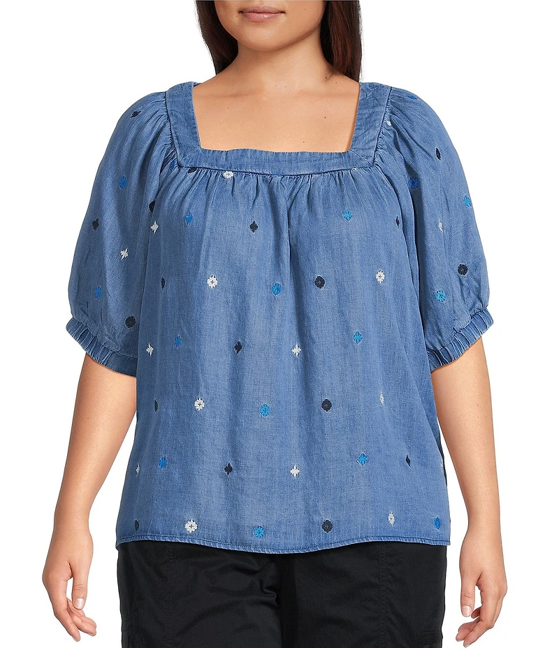 Westbound Plus Size Short Sleeve Square Neck Top