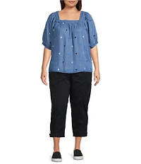 Westbound Plus Size Short Sleeve Square Neck Top