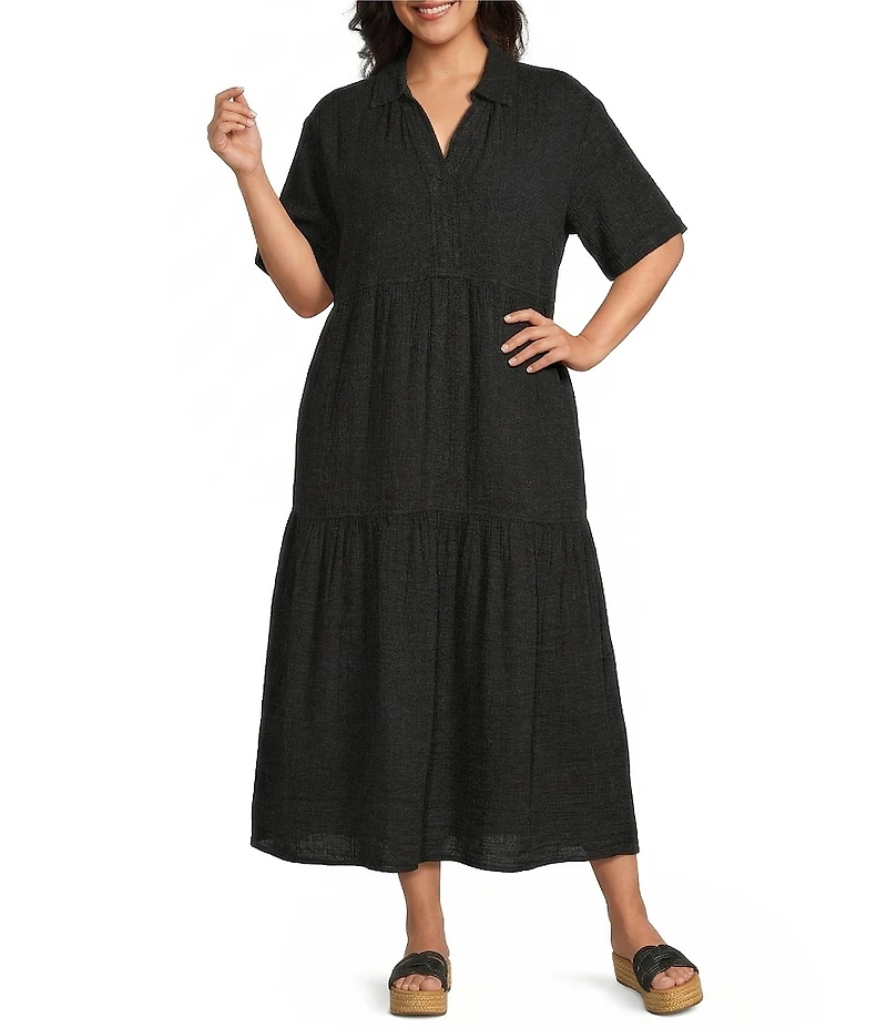 Westbound Plus Size Short Sleeve V-Neck Maxi Dress