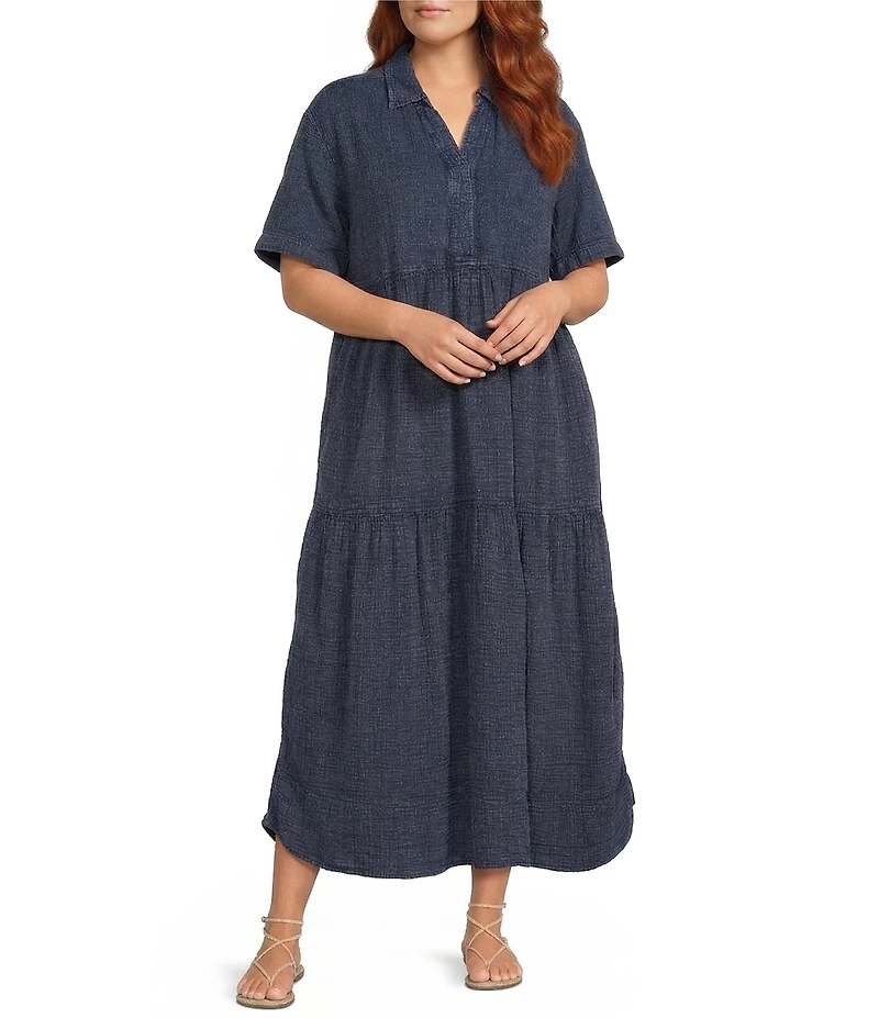 Westbound Plus Size Short Sleeve V-Neck Maxi Dress