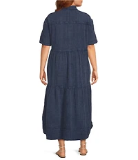 Westbound Plus Size Short Sleeve V-Neck Maxi Dress