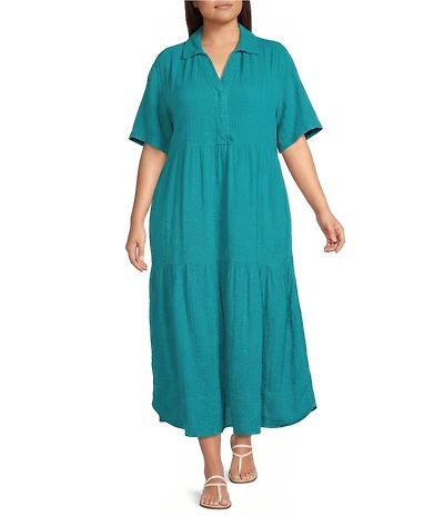Westbound Plus Size Short Sleeve V-Neck Maxi Dress
