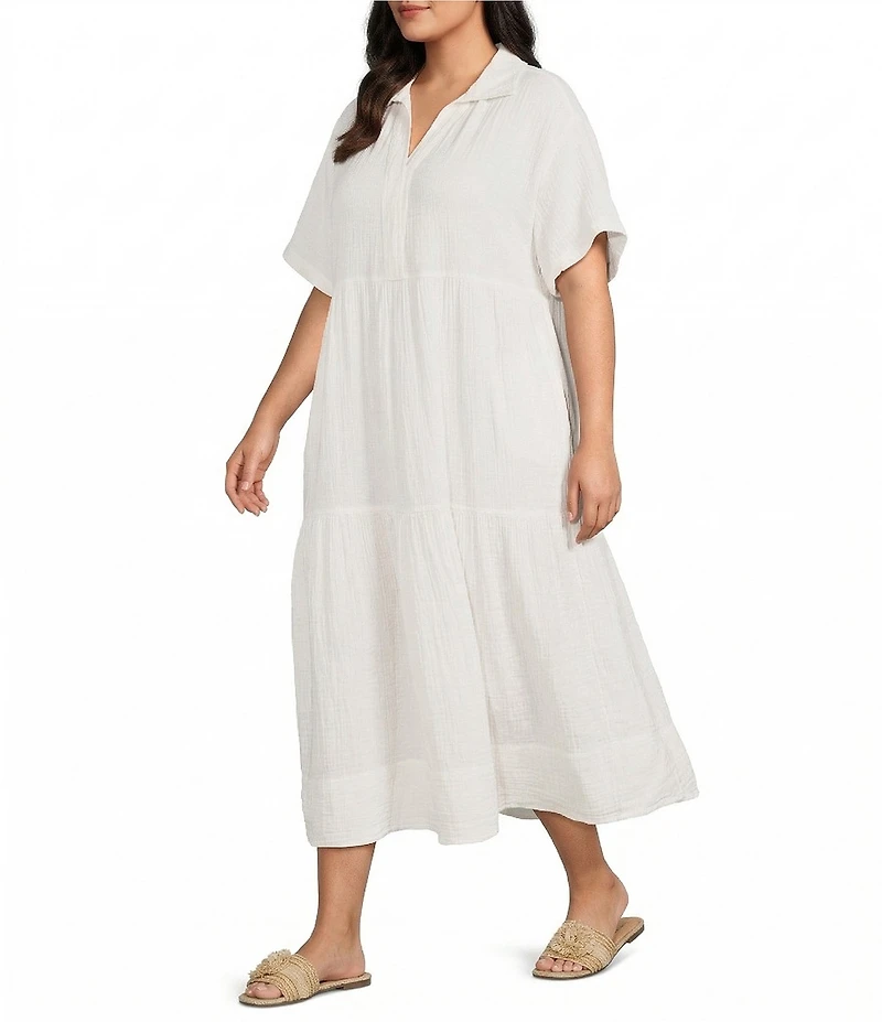 Westbound Plus Size Short Sleeve V-Neck Maxi Dress