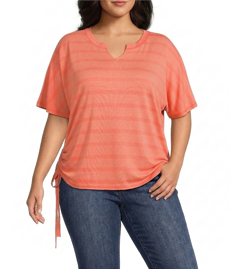 Westbound Plus Size Short Sleeve V-Neck Side Tie Top