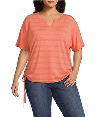 Westbound Plus Size Short Sleeve V-Neck Side Tie Top