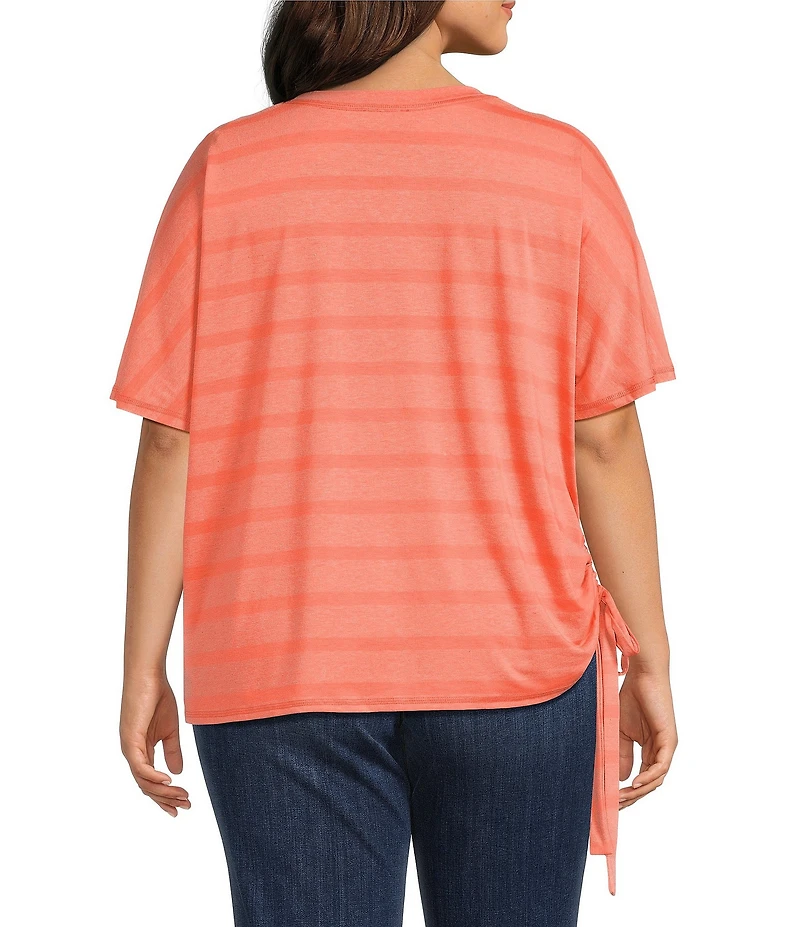 Westbound Plus Size Short Sleeve V-Neck Side Tie Top