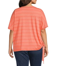 Westbound Plus Size Short Sleeve V-Neck Side Tie Top