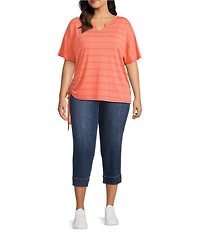 Westbound Plus Size Short Sleeve V-Neck Side Tie Top