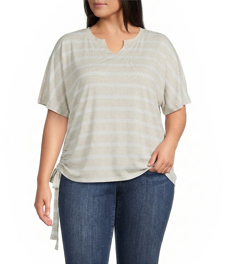 Westbound Plus Size Short Sleeve V-Neck Side Tie Top